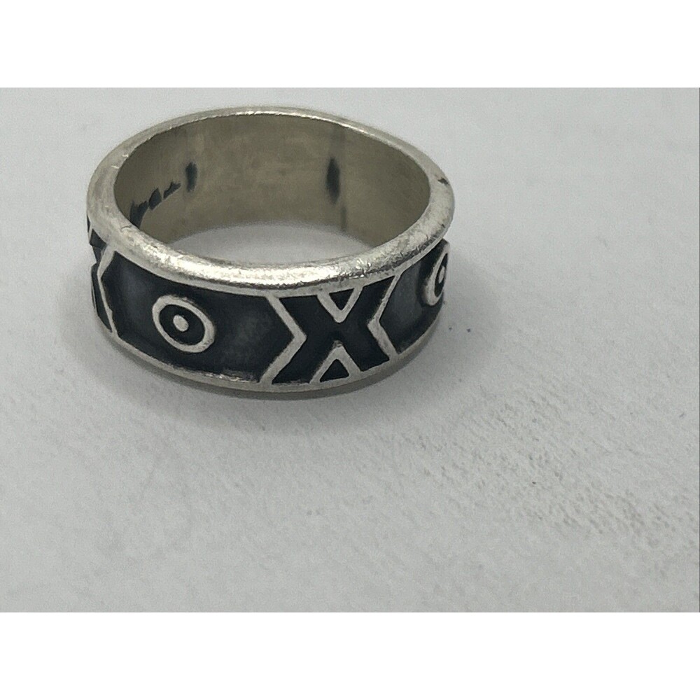 Vintage Sterling Silver Oxidized X & O Band Ring Mexico 925 Sz: 7
